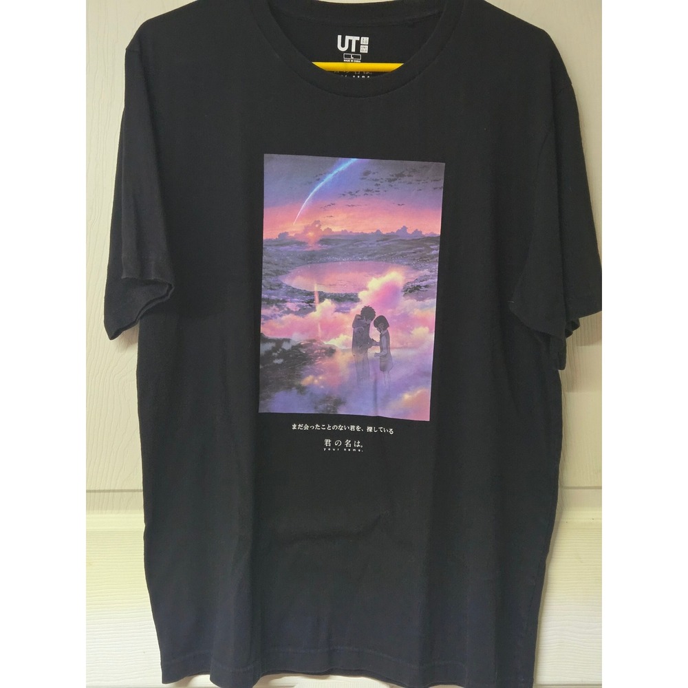 Uniqlo UT Your Name Anime Graphic T-Shirt Makoto Shinkai Black Large